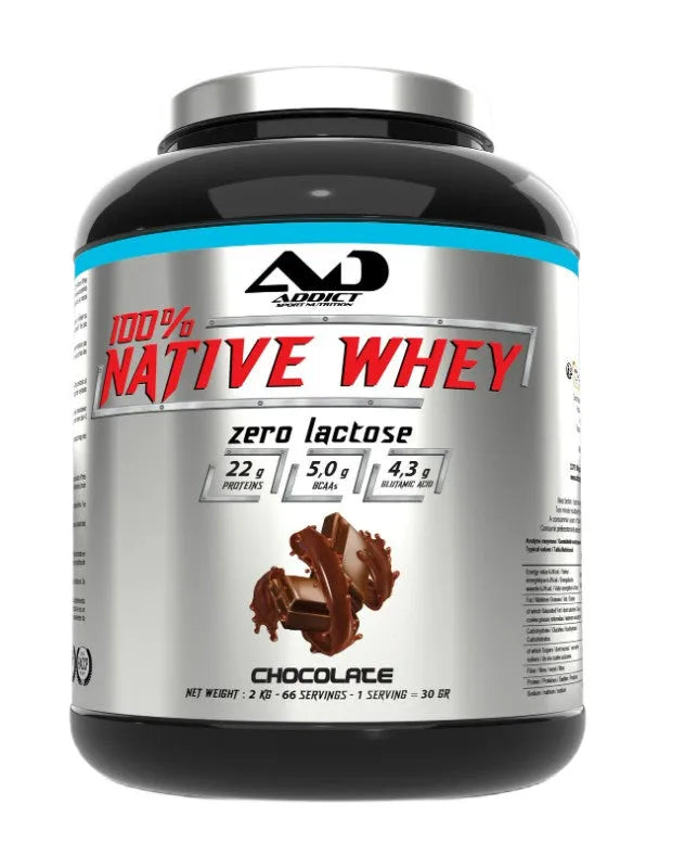 100% Native Whey Zero Lactose Chocolate - 2000g - Addict Sport Nutrition - Sporto papildai