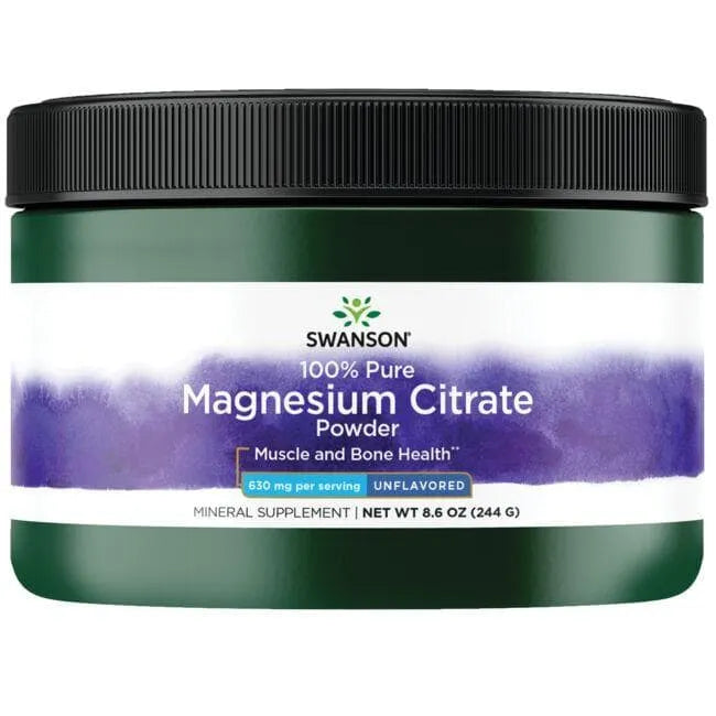100% Pure Magnesium Citrate Powder - 244 gr. - Magnio citrato milteliai - Swanson - Papildai