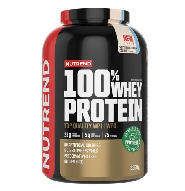 100% Whey Protein White Chocolate + Coconut - 2250g - Nutrend - Sporto papildai