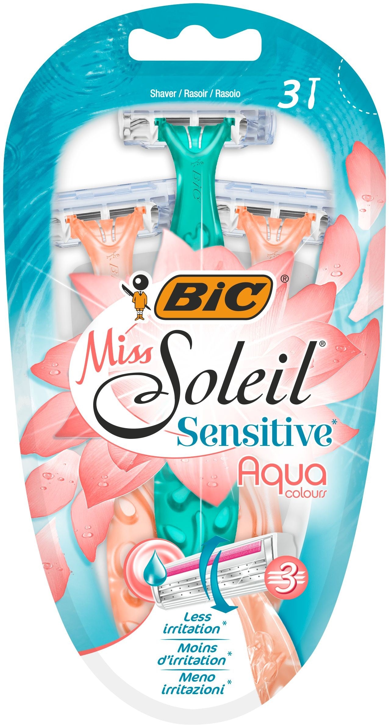 Bic Miss Soleil 3 Sensitive Aqua Colours Shaver 1op.-3pcs | Vaistine1.lt | WestPharmacy.eu
