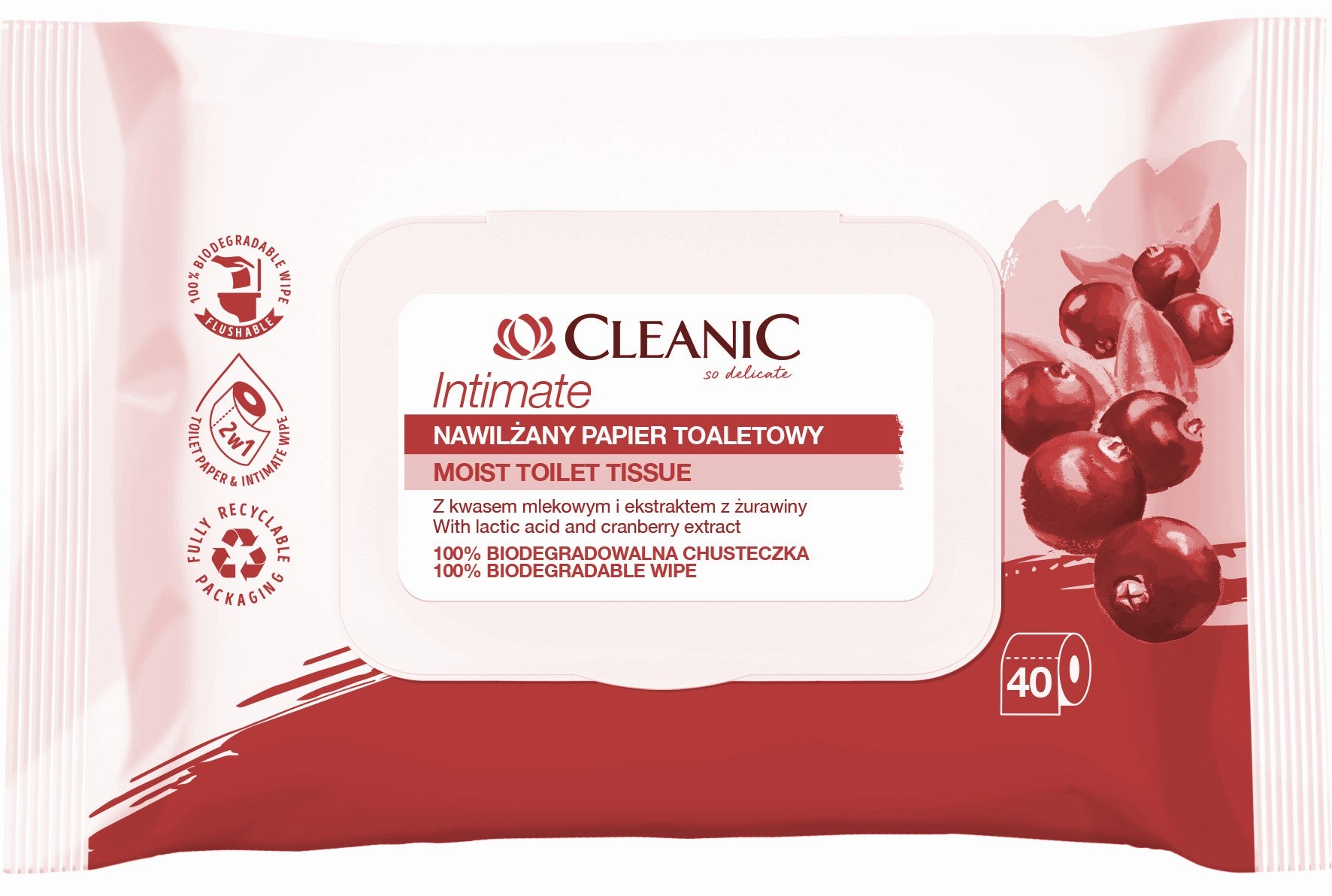 Cleanic Intimate Moisturizing Toilet Paper 1 pack - 40 sheets | Vaistine1.lt | WestPharmacy.eu