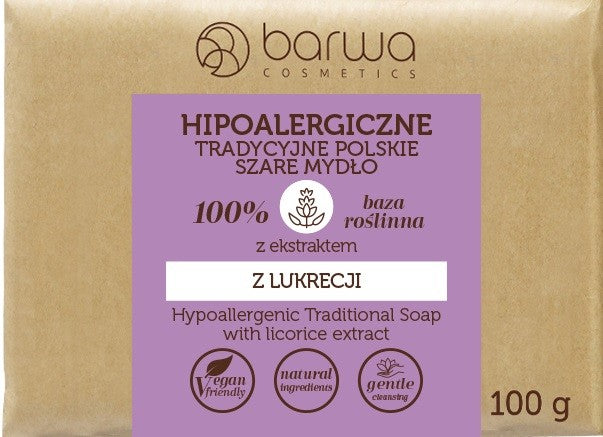 BARWA Hypoallergenic Traditional Polish Gray bar soap with licorice extract 100g | Vaistine1.lt | WestPharmacy.eu