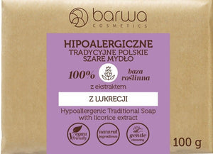BARWA Hypoallergenic Traditional Polish Gray bar soap with licorice extract 100g | Vaistine1.lt | WestPharmacy.eu