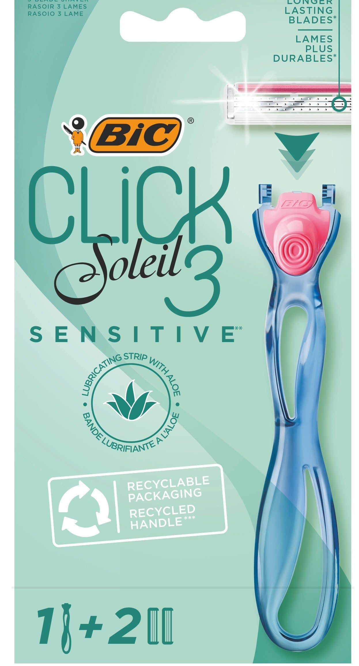 Bic System Women's Shaver Click Soleil 3 Sensitive 1 piece. | Vaistine1.lt | WestPharmacy.eu