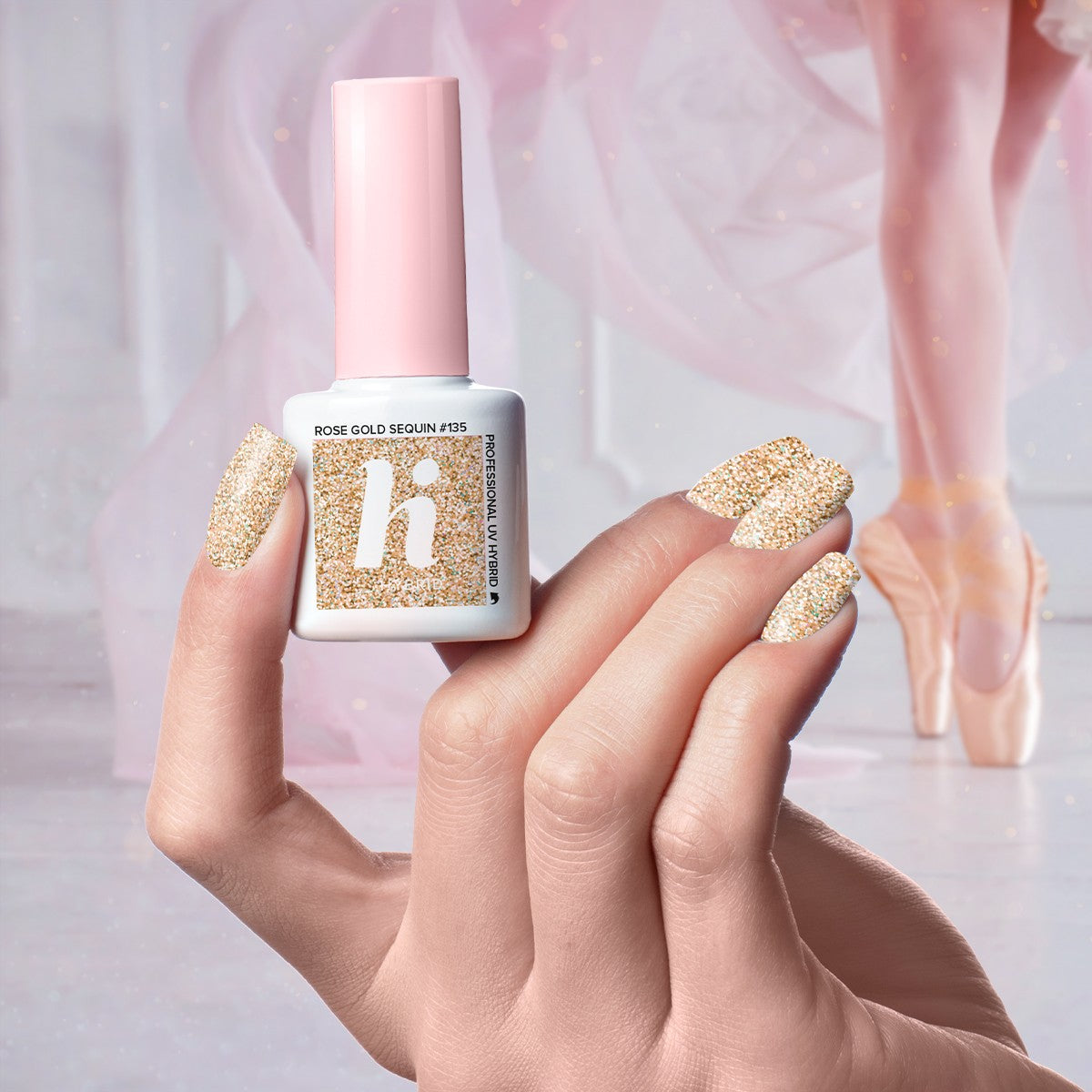 Hi Hybrid Hybrid Lacquer #135 Rose Gold Sequin - Ballerina 5ml | Vaistine1.lt | WestPharmacy.eu
