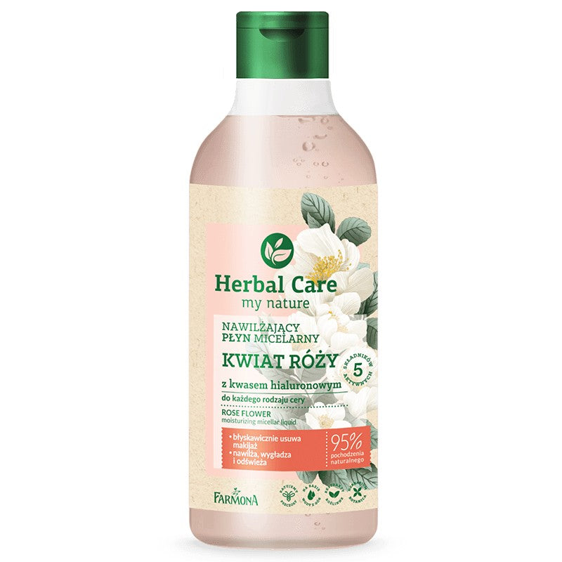 Farmona Herbal Care Moisturizing Micellar Liquid Rose Flower with hyaluronic acid - for every skin type 400ml | Vaistine1.lt | WestPharmacy.eu