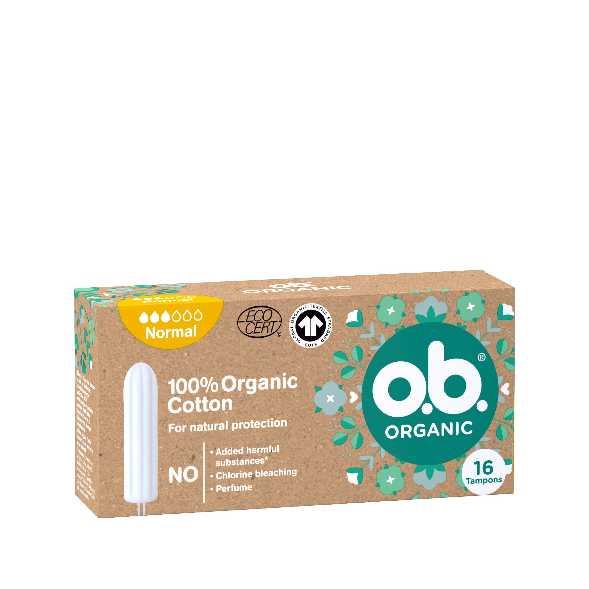 O.B. Organic Tampons Normal - 100% Cotton 1op.16pcs | Vaistine1.lt | WestPharmacy.eu