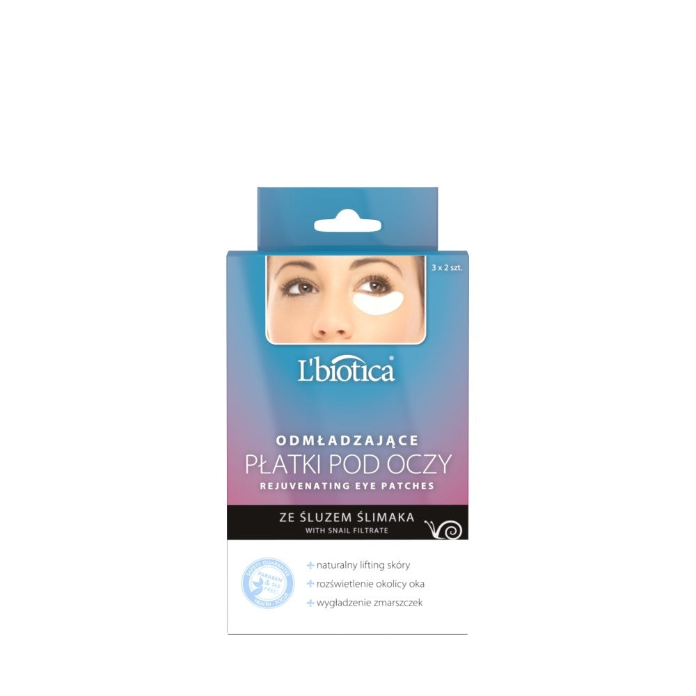 L'BIOTICA Rejuvenating Eye Patches - with Snail Slime 1 pack - 3x2 pcs. | Vaistine1.lt | WestPharmacy.eu