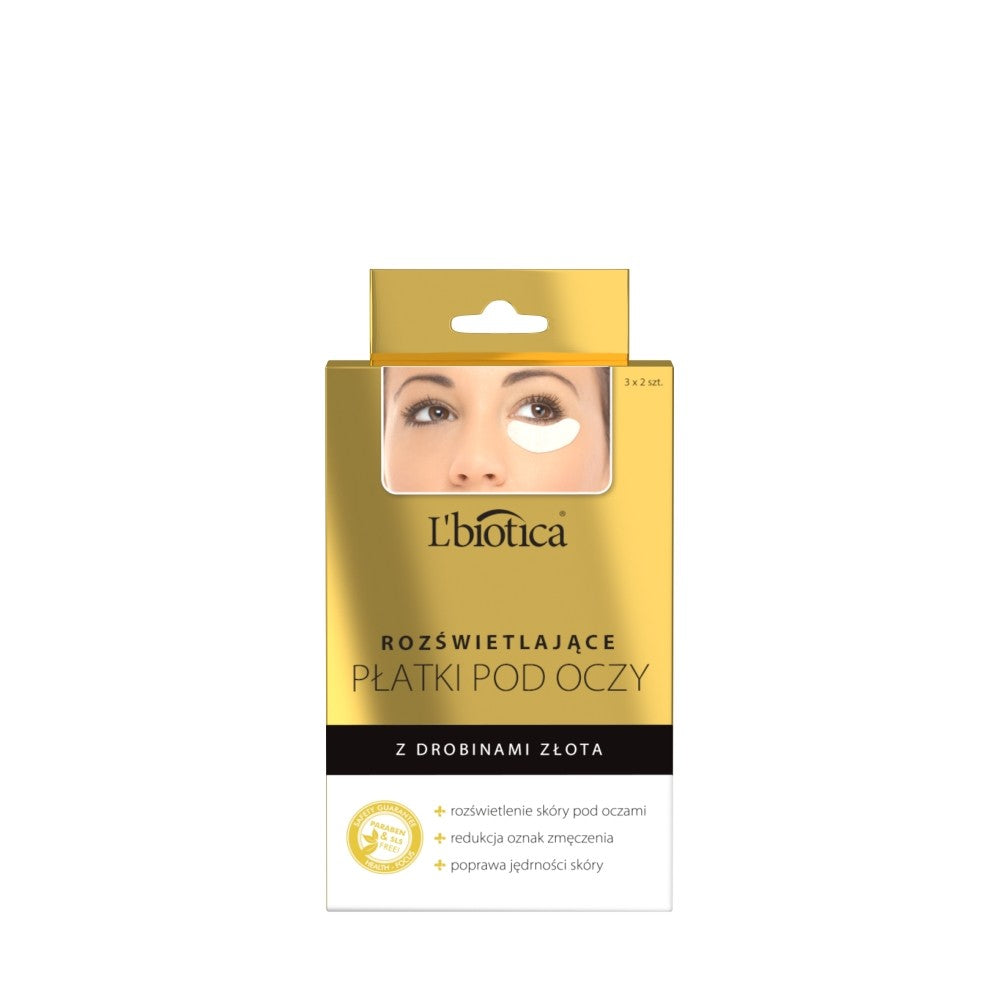 L'BIOTICA Illuminating Eye Patches - with Gold Particles 1 pack - 3x2 pcs | Vaistine1.lt | WestPharmacy.eu