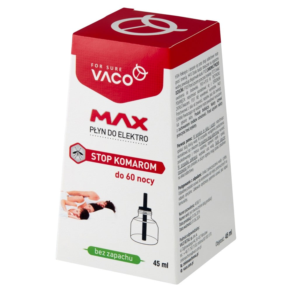 VACO MAX Electro Liquid Stop Mosquitoes (60 nights) - odorless 45ml | Vaistine1.lt | WestPharmacy.eu