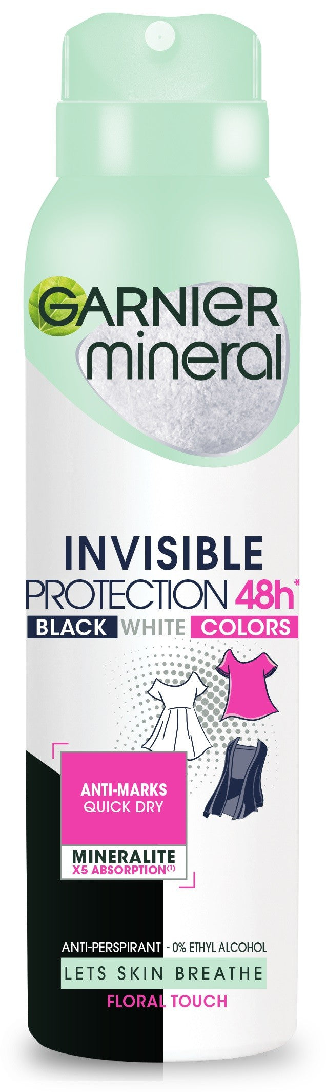 Garnier Mineral Deodorant spray Invisible Protection 48h Floral Touch - Black,White,Colors 150ml | Vaistine1.lt | WestPharmacy.eu