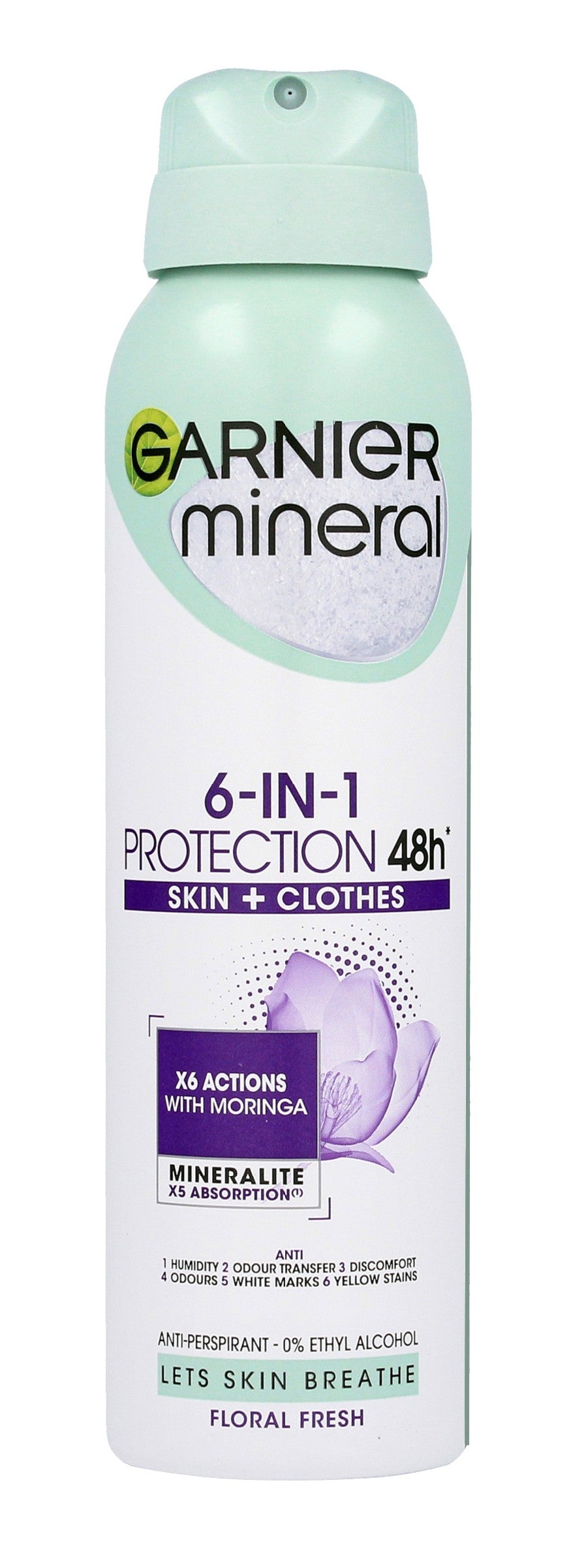 Garnier Mineral Deodorant spray 6in1 Protection 48h Floral Fresh - Skin+Clothes 150ml | Vaistine1.lt | WestPharmacy.eu