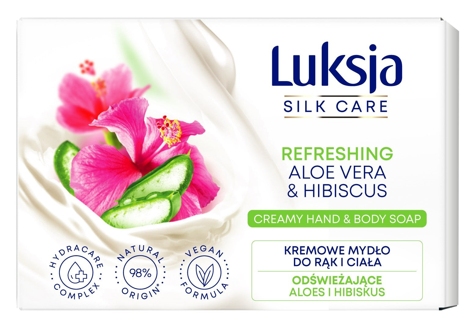 Luksja Silk Care Refreshing Creamy Bar Soap for hands and body - Aloe and Hibiscus 100g | Vaistine1.lt | WestPharmacy.eu