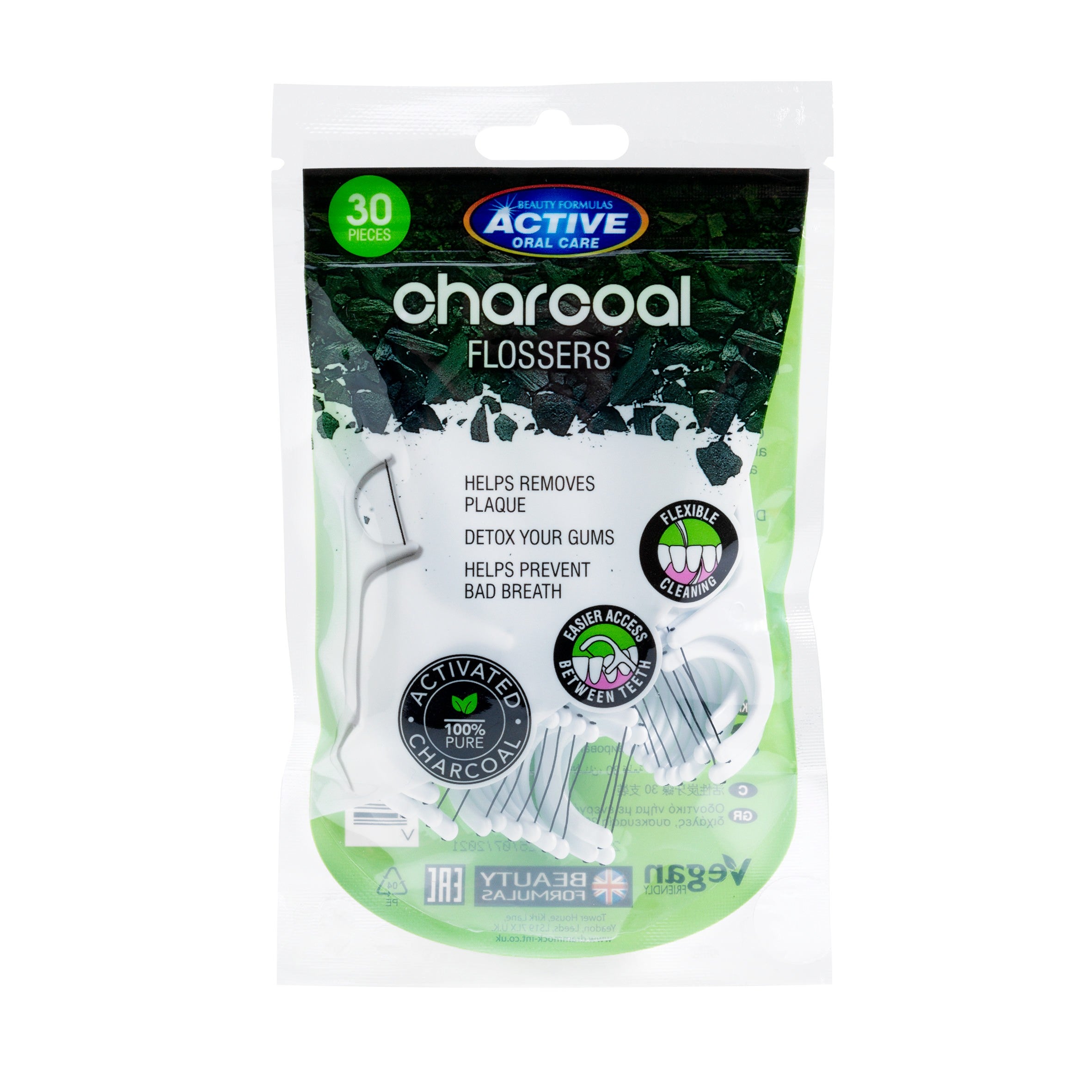 Beauty Formulas Active Oral Care Charcoal Toothpicks 1 pack - 30 pieces | Vaistine1.lt | WestPharmacy.eu
