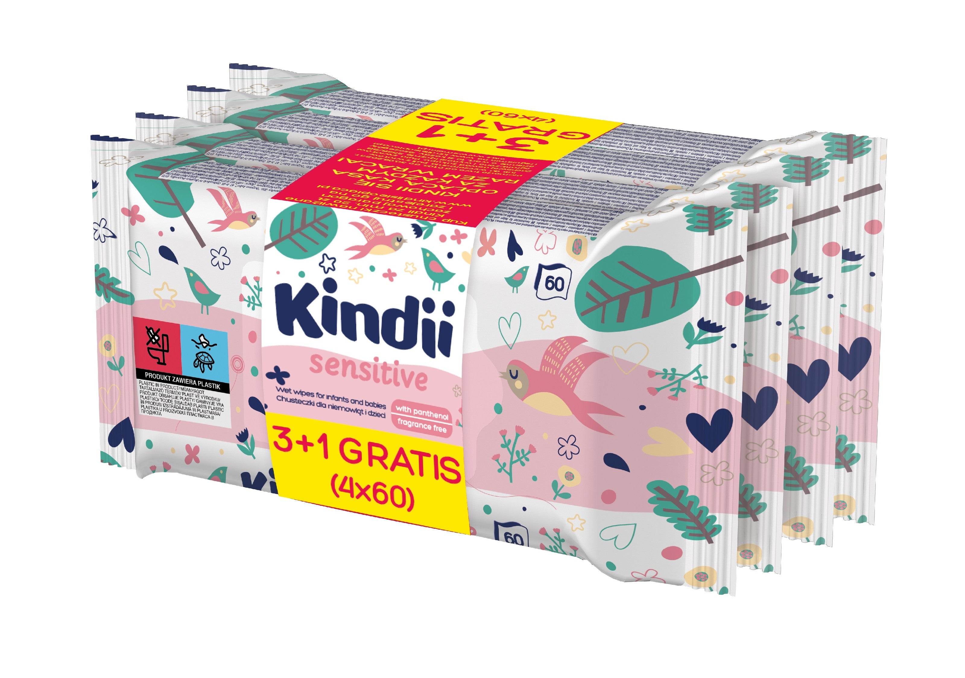 Kindi Sensitive Cleansing Wipes for Babies and Children TRIO 1 pack - 3x60 pieces | Vaistine1.lt | WestPharmacy.eu