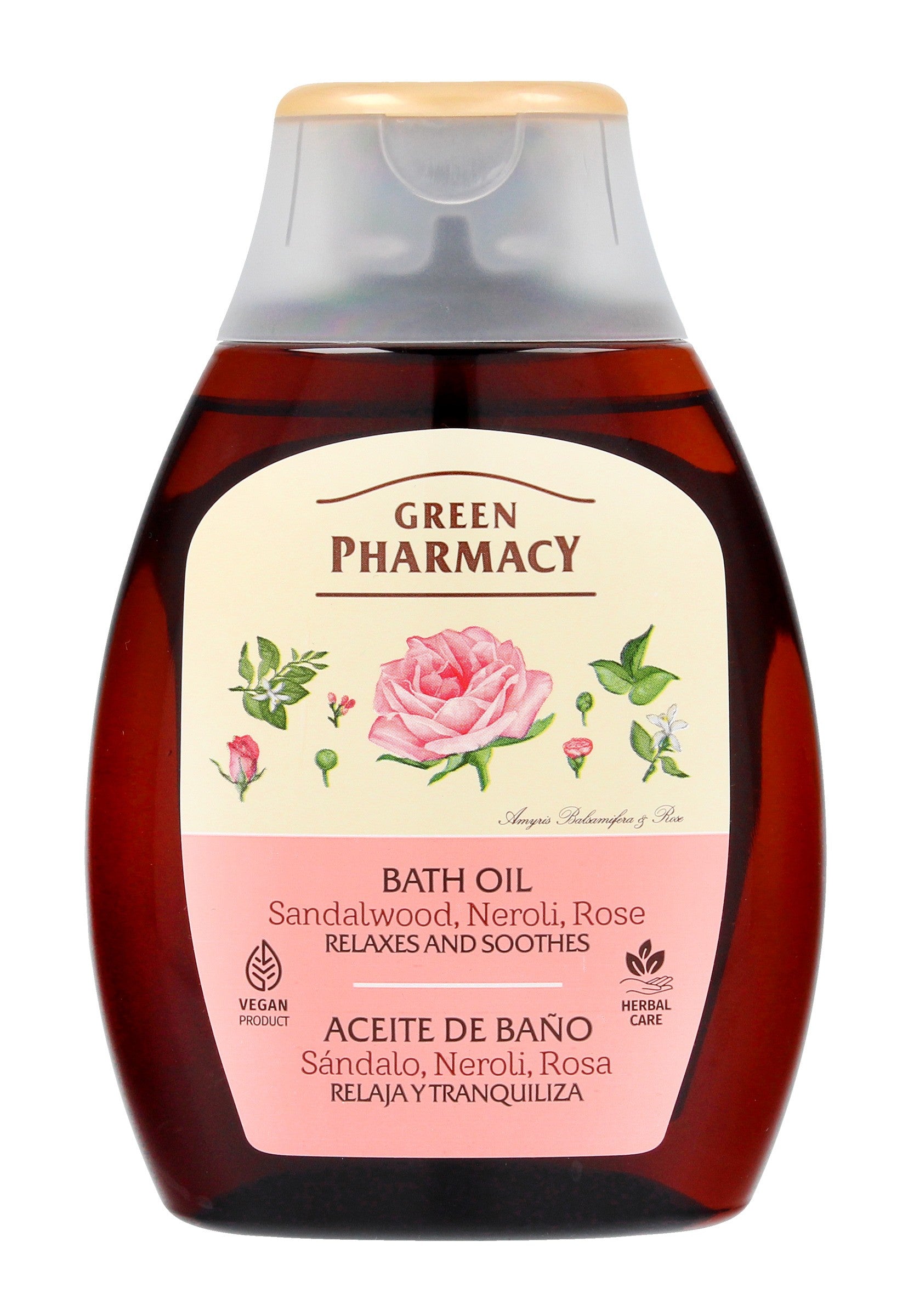 Green Pharmacy Relaxing - Smoothing Bath and Shower Oil - Sandalwood, Neroli, Rose 250ml | Vaistine1.lt | WestPharmacy.eu