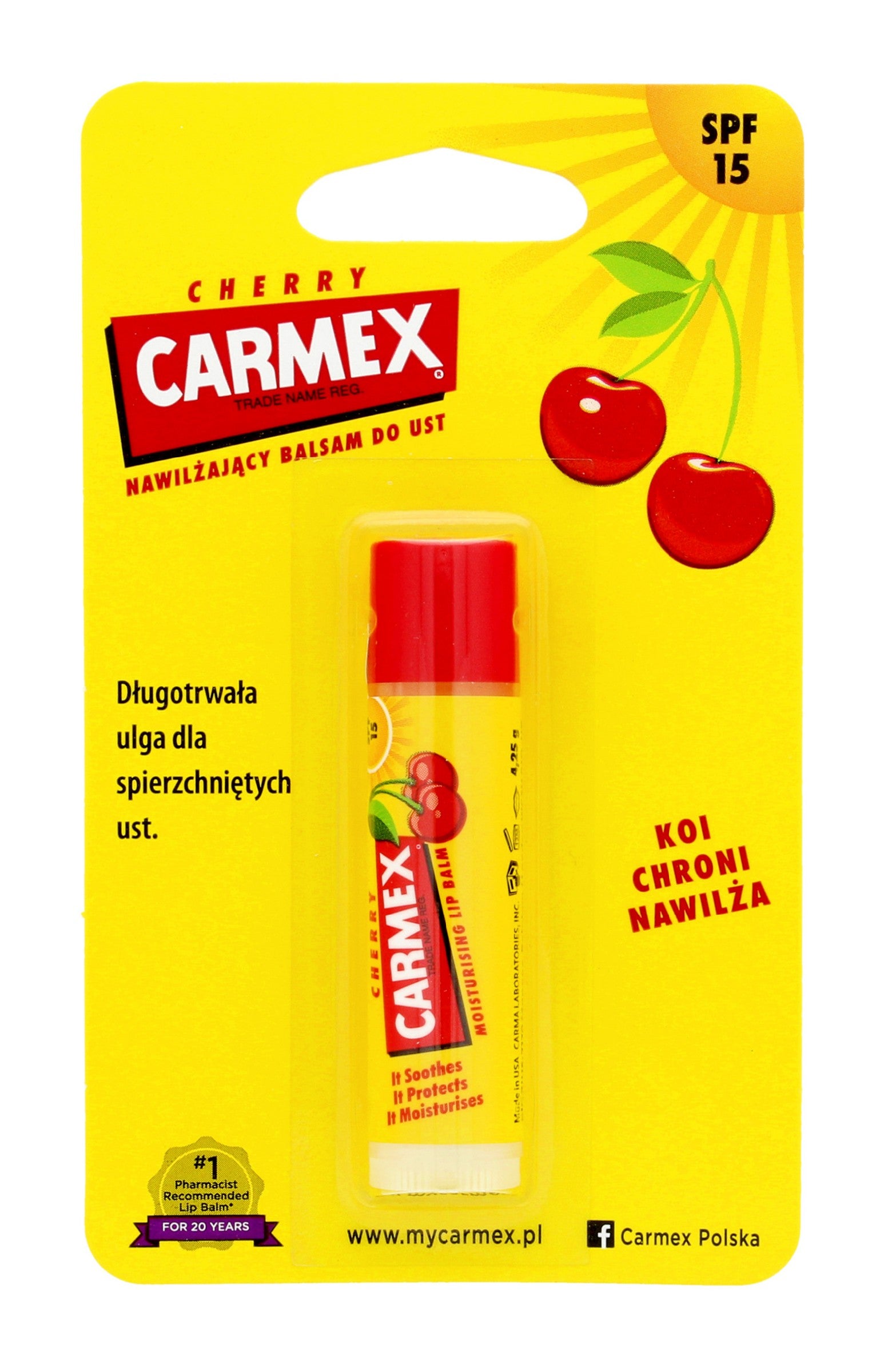 Carmex Moisturizing Lip Balm Stick - Cherry 4.25g | Vaistine1.lt | WestPharmacy.eu