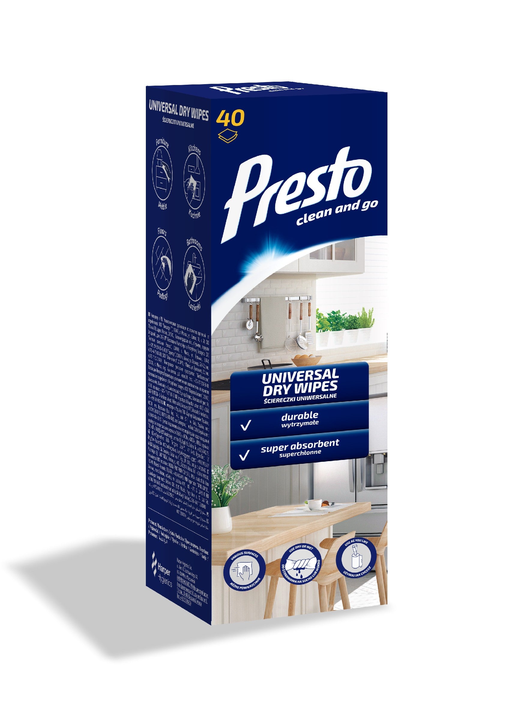 Presto Universal Wipes in a box 1 pack - 40 pieces | Vaistine1.lt | WestPharmacy.eu