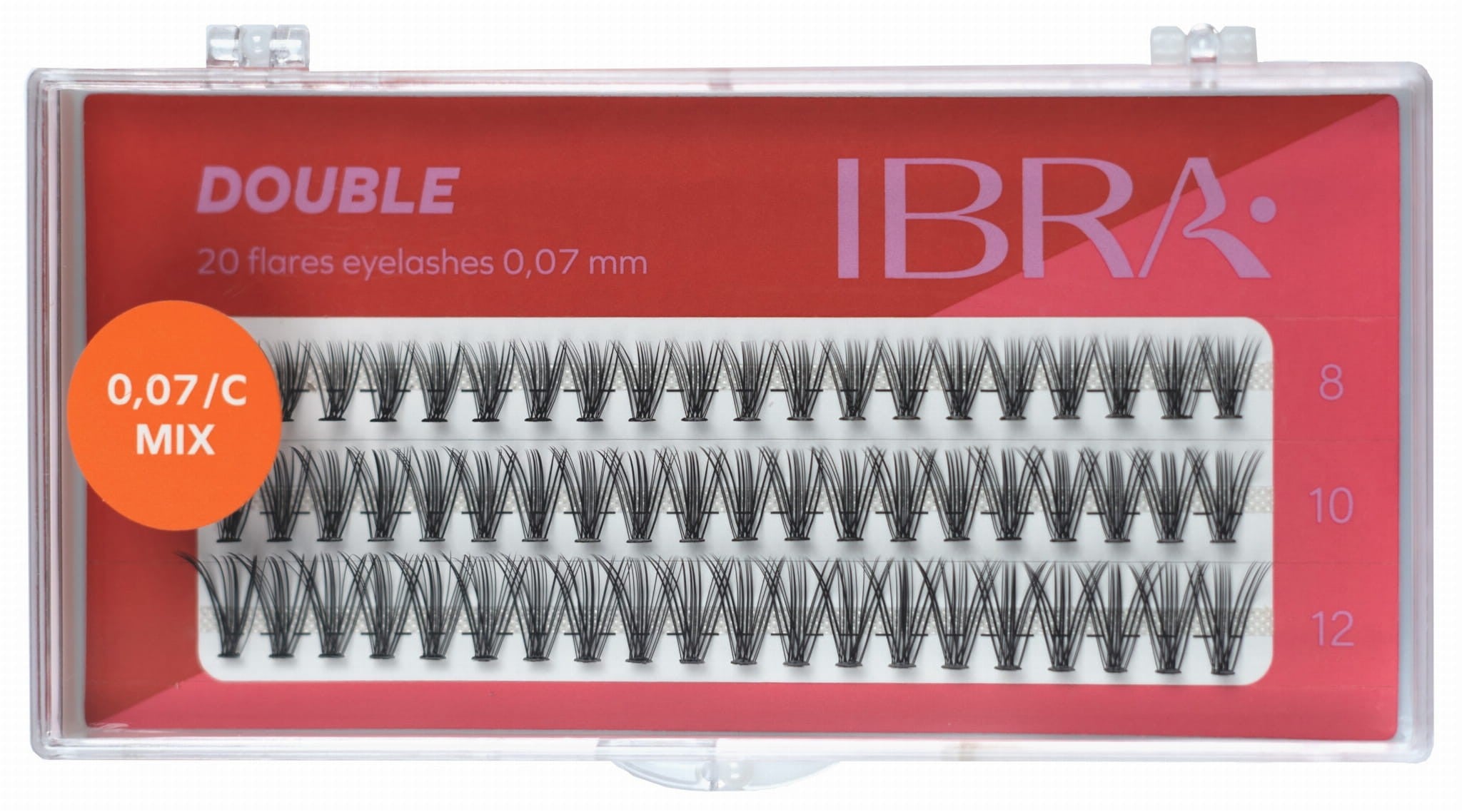 IBRA Eyelash tufts DOUBLE 0.07-C-Mix 8,10,12 mm - 1 pack. | Vaistine1.lt | WestPharmacy.eu