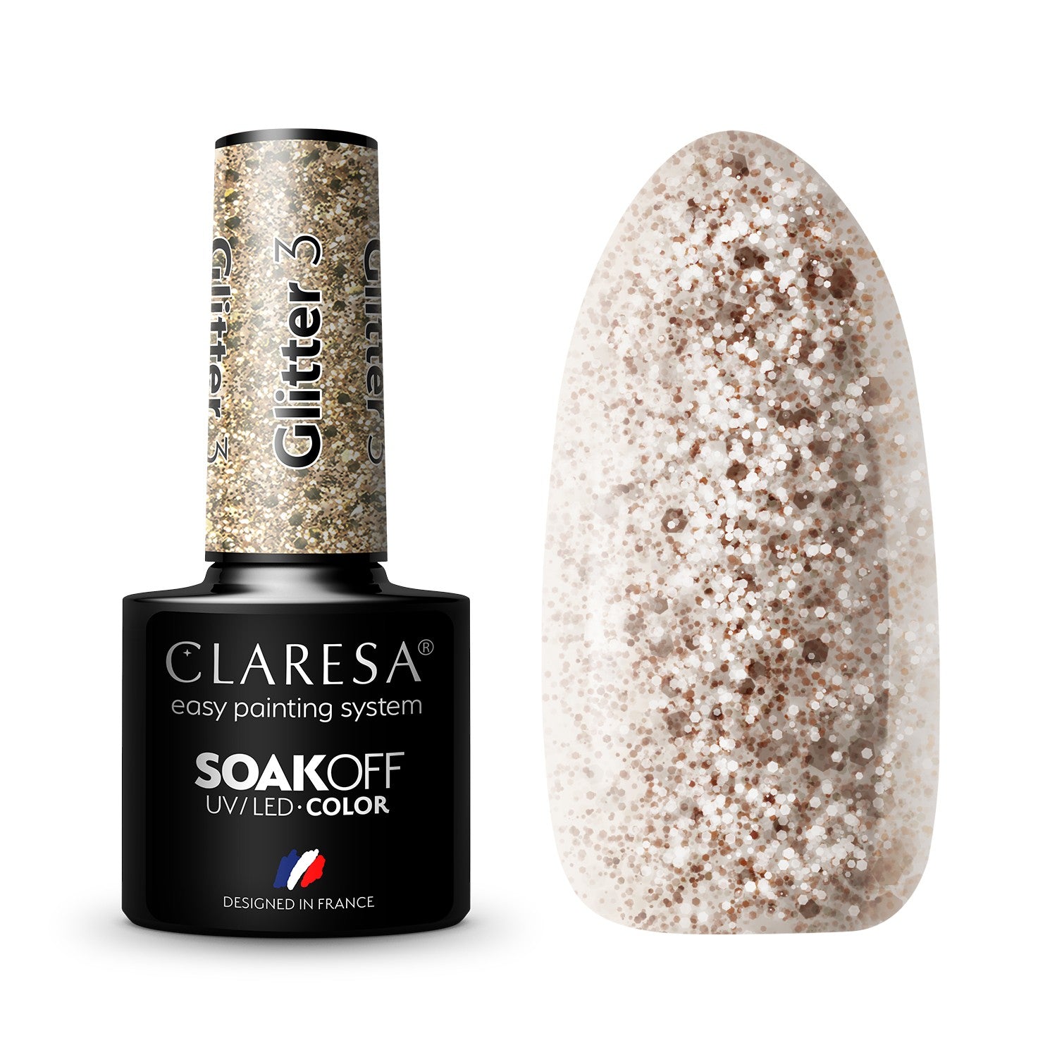 CLARESA Hybrid nail polish GLITTER - 3 5g | Vaistine1.lt | WestPharmacy.eu