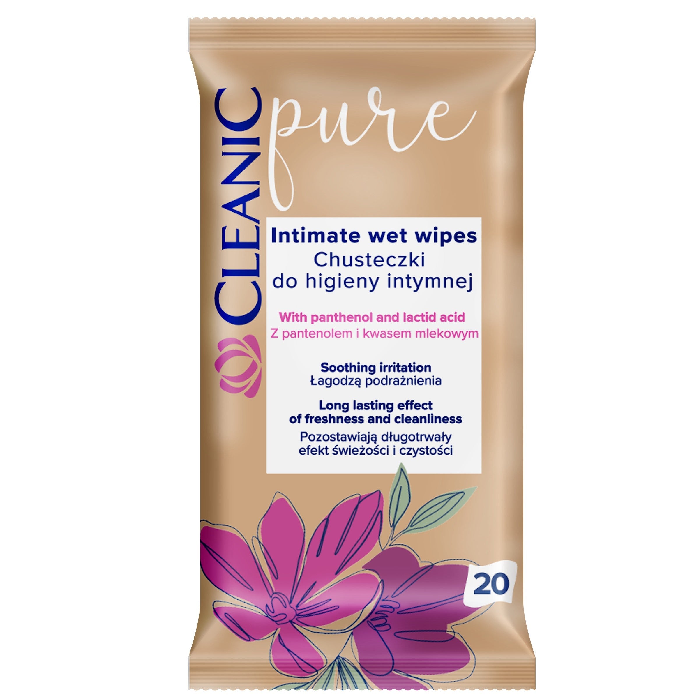 CLEANIC Intimate Hygiene Wipes Pure 1 pack - 20 pieces | Vaistine1.lt | WestPharmacy.eu