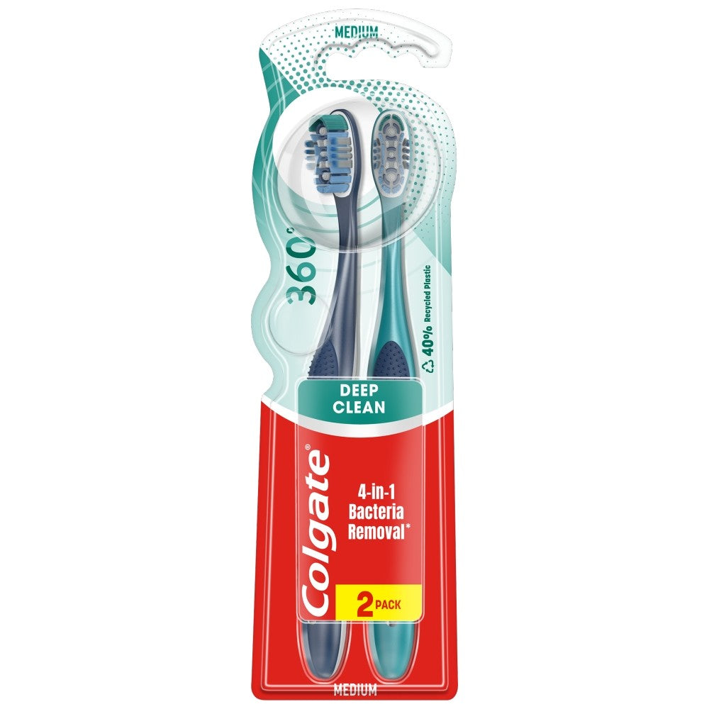 COLGATE Toothbrush 360 Deep Clean 1+1 free - medium 1 pack - 2 pcs | Vaistine1.lt | WestPharmacy.eu