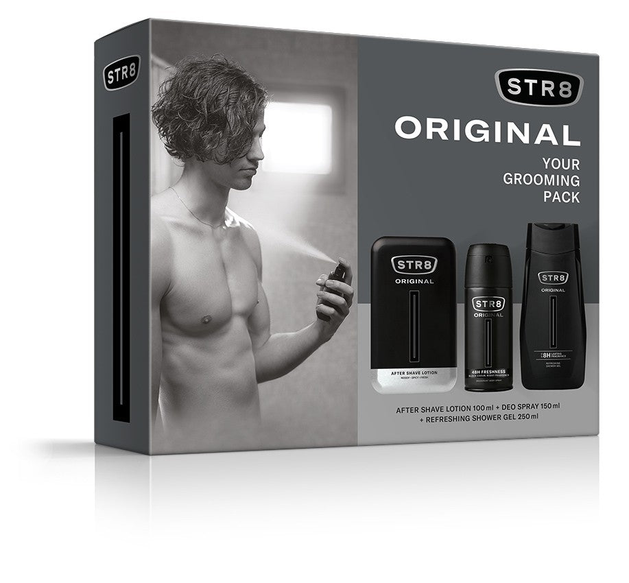 STR 8 Original gift set (Aftershave 100ml + Deo spray 150ml + Shower gel 250ml) | Vaistine1.lt | WestPharmacy.eu