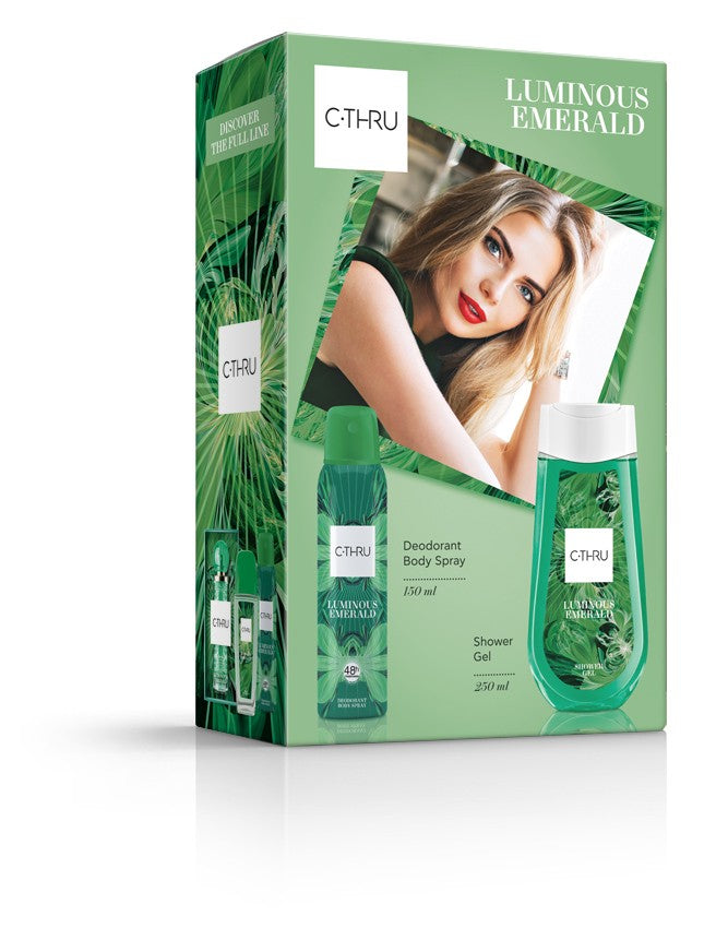 C-THRU Luminous Emerald gift set (Deodorant spray 150ml + Shower gel 250ml) | Vaistine1.lt | WestPharmacy.eu