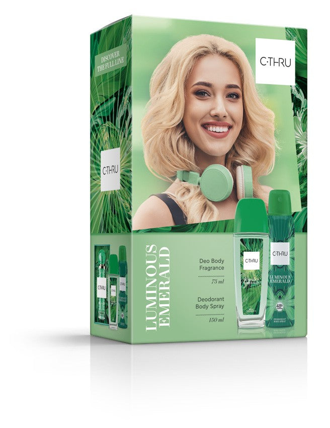 C-THRU Luminous Emerald gift set (Natural deodorant spray 75ml + Deodorant spray 150ml) | Vaistine1.lt | WestPharmacy.eu