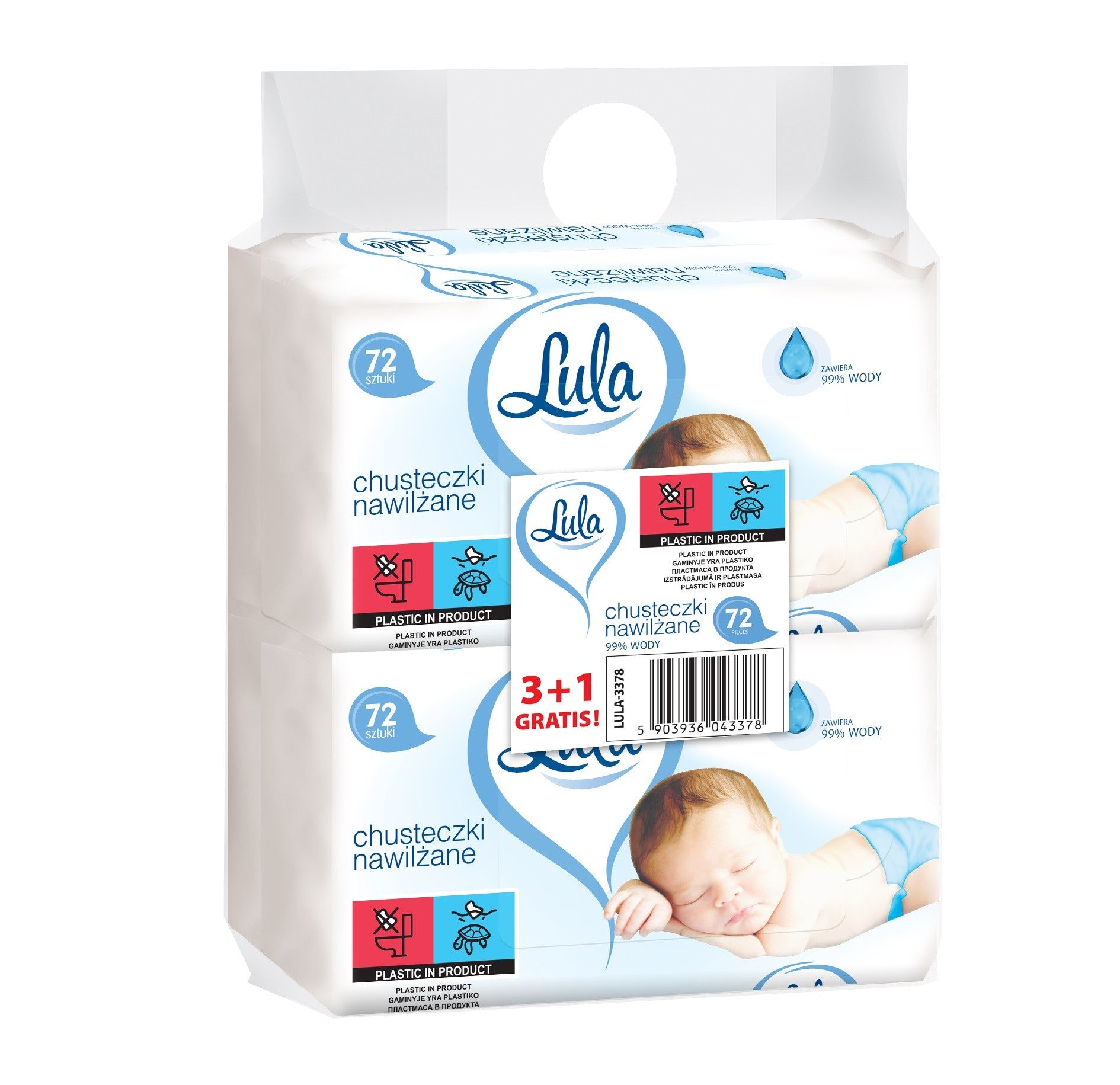 LULA Wet wipes 99% water 1 pack - (72 pcs 3+1 free) | Vaistine1.lt | WestPharmacy.eu