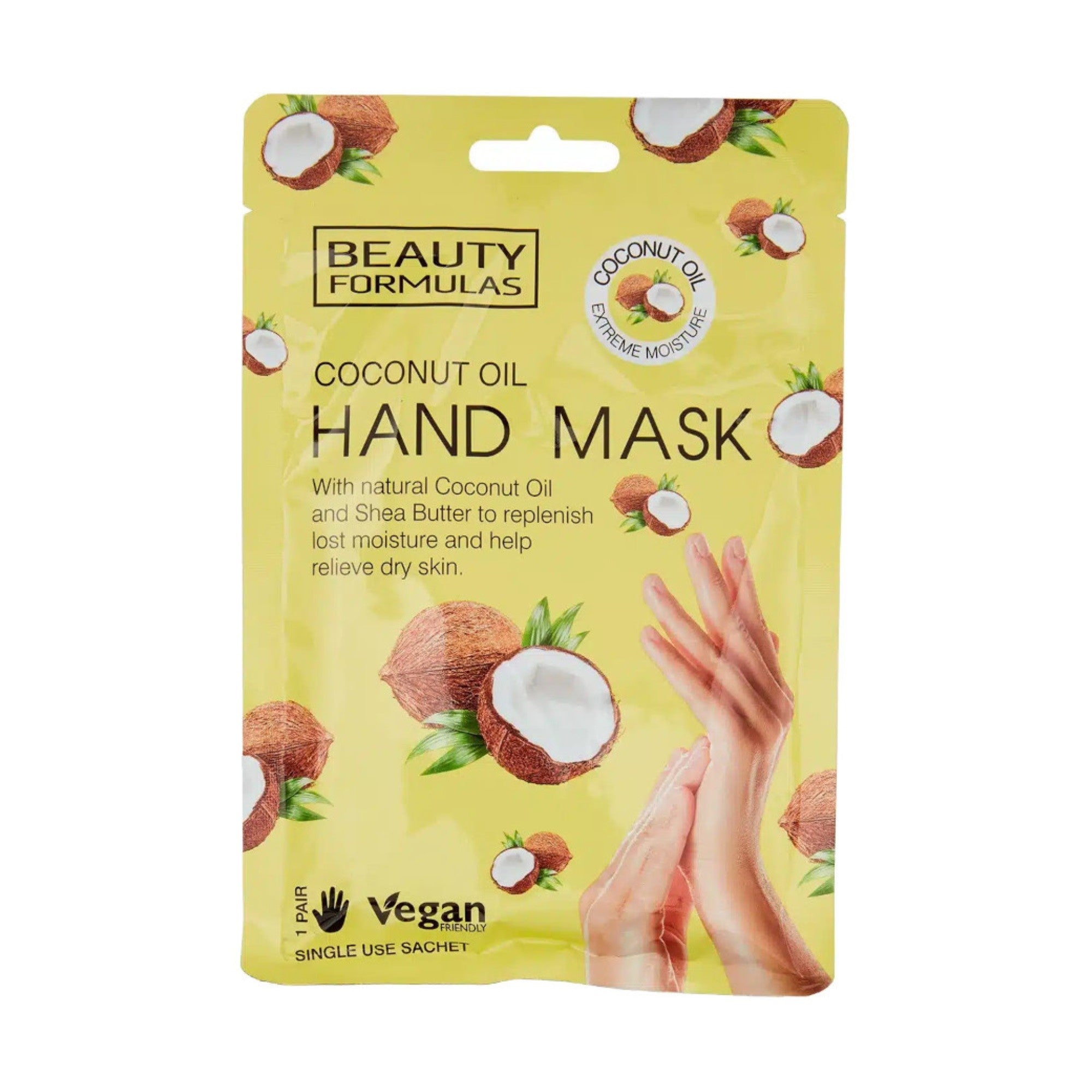 BEAUTY FORMULAS Hand Mask Hand mask with coconut oil - 1 pair | Vaistine1.lt | WestPharmacy.eu