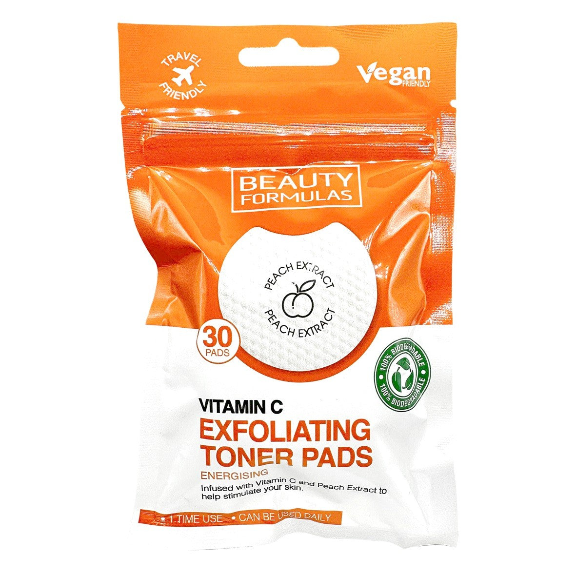 BEAUTY FORMULAS Exfoliating Toner Pads Soaked Exfoliating and Energizing Pads - Vitamin C 1op-30pcs | Vaistine1.lt | WestPharmacy.eu