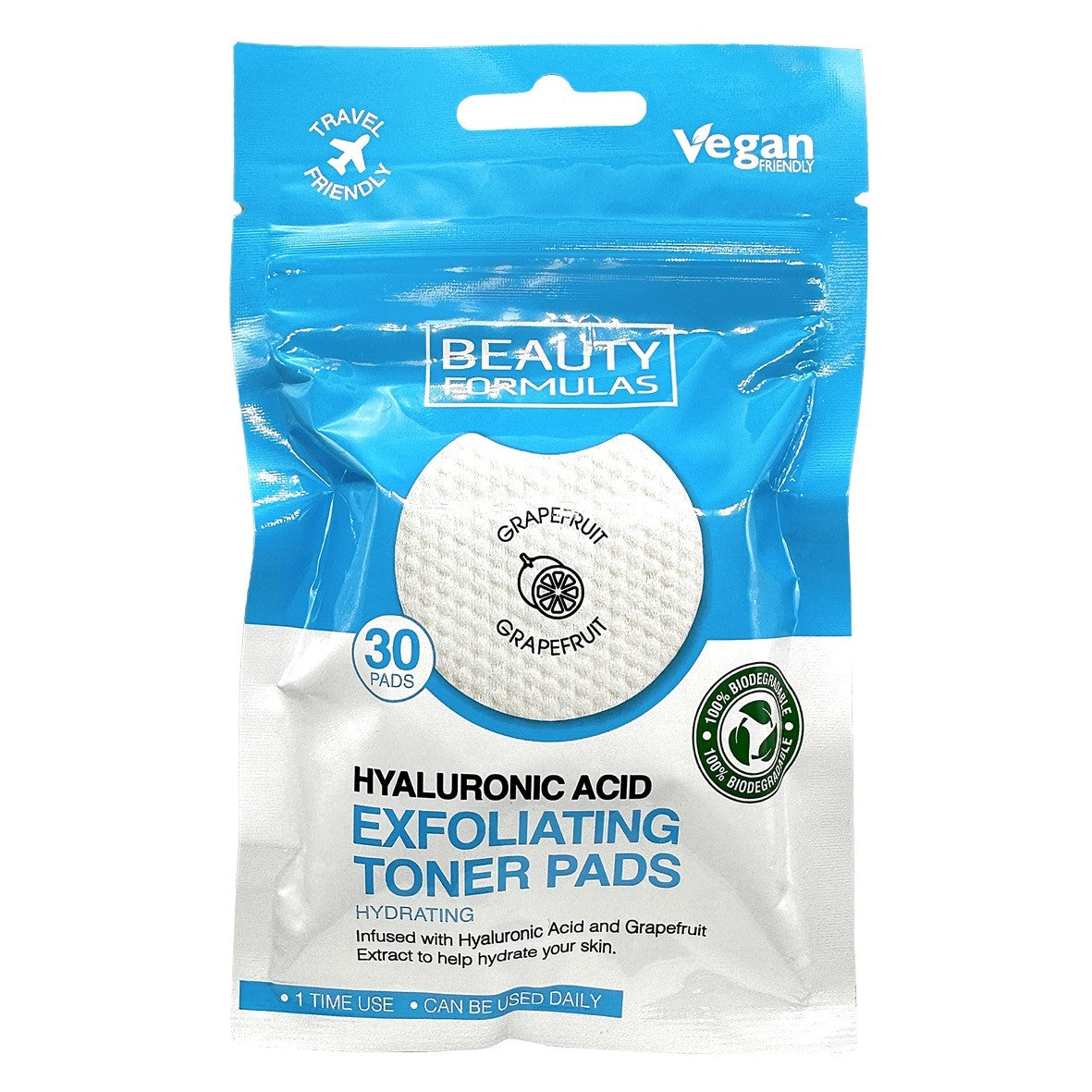 BEAUTY FORMULAS Exfoliating Toner Pads Moisturizing and Exfoliating Pads with Hyaluronic Acid 1pack.-30pcs | Vaistine1.lt | WestPharmacy.eu