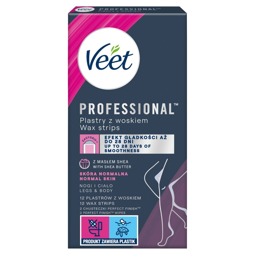 VEET Professional Wax Strips for Body Hair Removal - Normal Skin 1 pack - 12 pieces | Vaistine1.lt | WestPharmacy.eu
