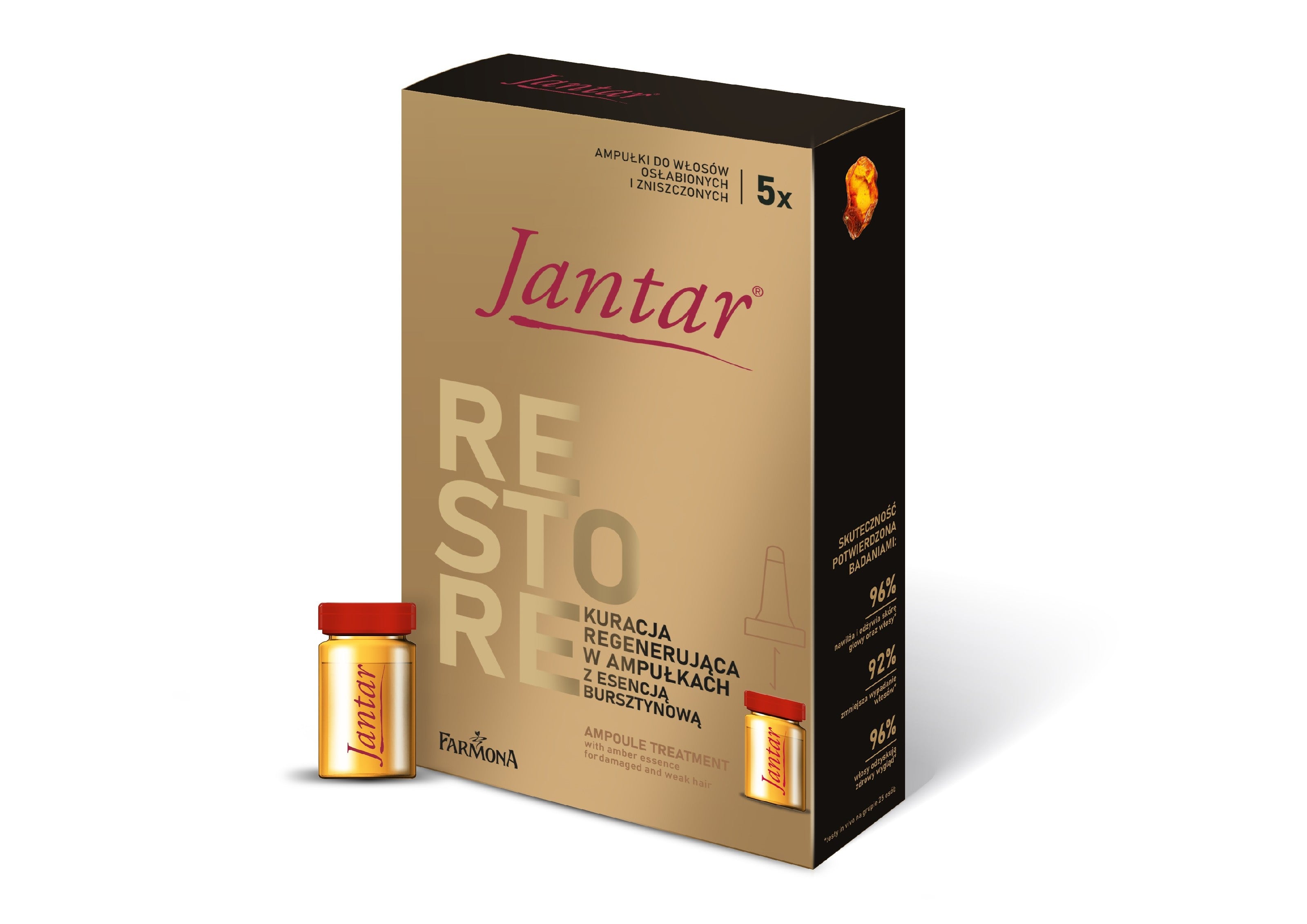 FARMONA JANTAR Ampoule treatment with amber essence for very damaged and weakened hair 5x 5 ml | Vaistine1.lt | WestPharmacy.eu