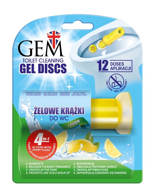 GEM Toilet Cleaning Gel Toilet Discs 4in1 XXL (12 applications) - Lemon 75ml | Vaistine1.lt | WestPharmacy.eu