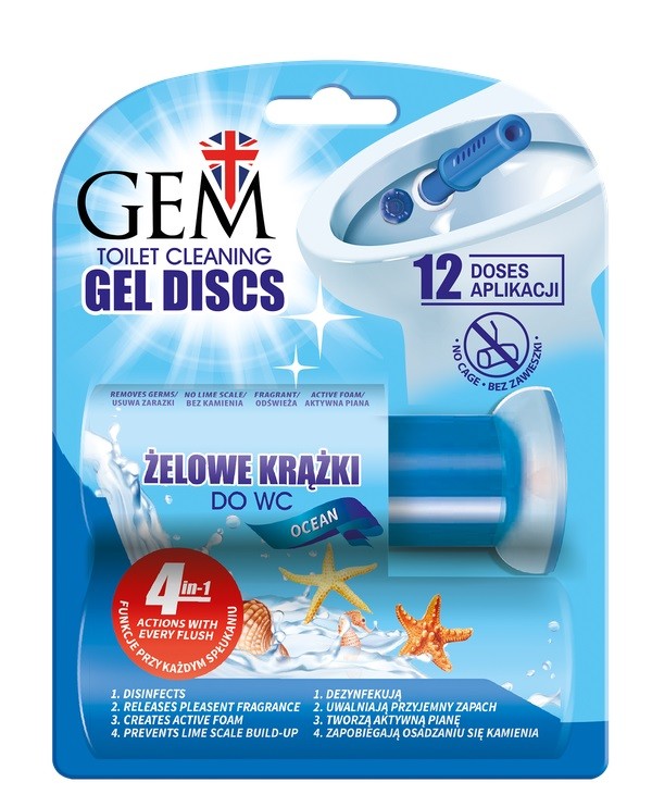 GEM Toilet Cleaning Gel Toilet Discs 4in1 XXL (12 applications) - Ocean 75ml | Vaistine1.lt | WestPharmacy.eu