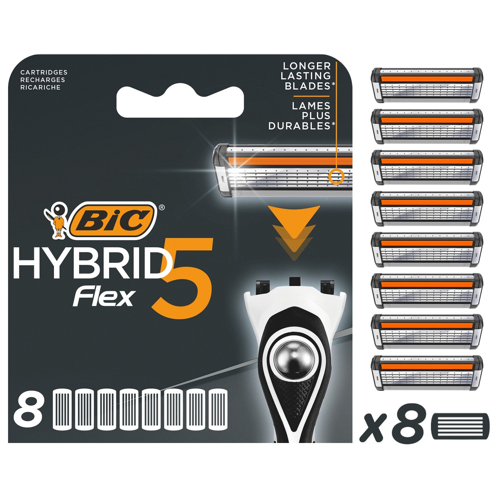 BIC Hybrid Flex 5 Cartridges for razor - blister 1 pack of 8 pieces | Vaistine1.lt | WestPharmacy.eu