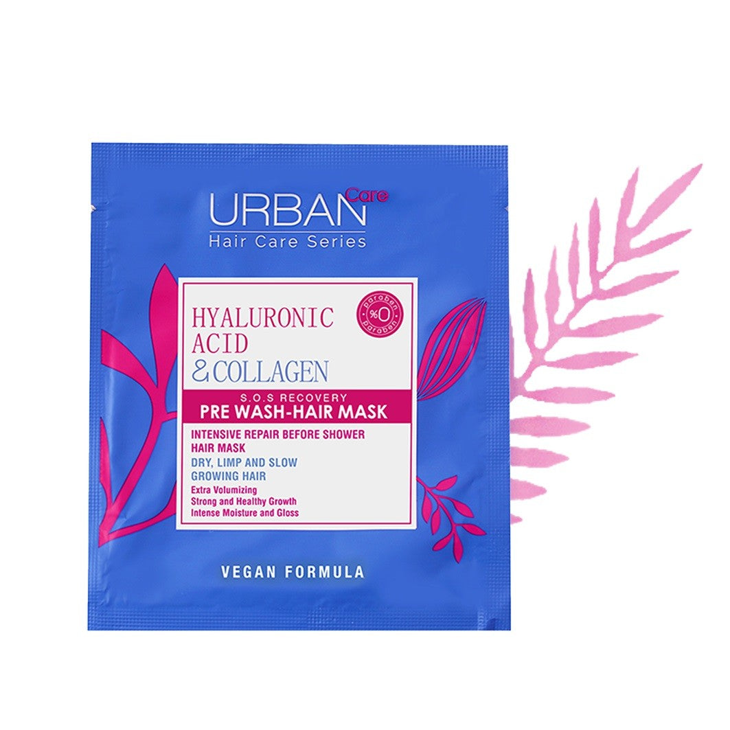 URBAN CARE Hyaluronic Acid & Collagen Pre-wash mask for dull, lifeless, limp and damaged hair 50ml | Vaistine1.lt | WestPharmacy.eu