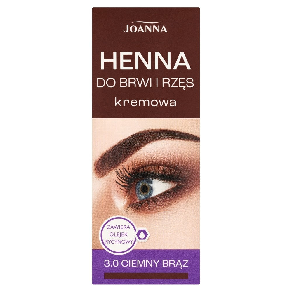 JOANNA Creamy Henna for Eyebrows and Eyelashes with Castor Oil - 3.0 Dark Brown 15ml | Vaistine1.lt | WestPharmacy.eu