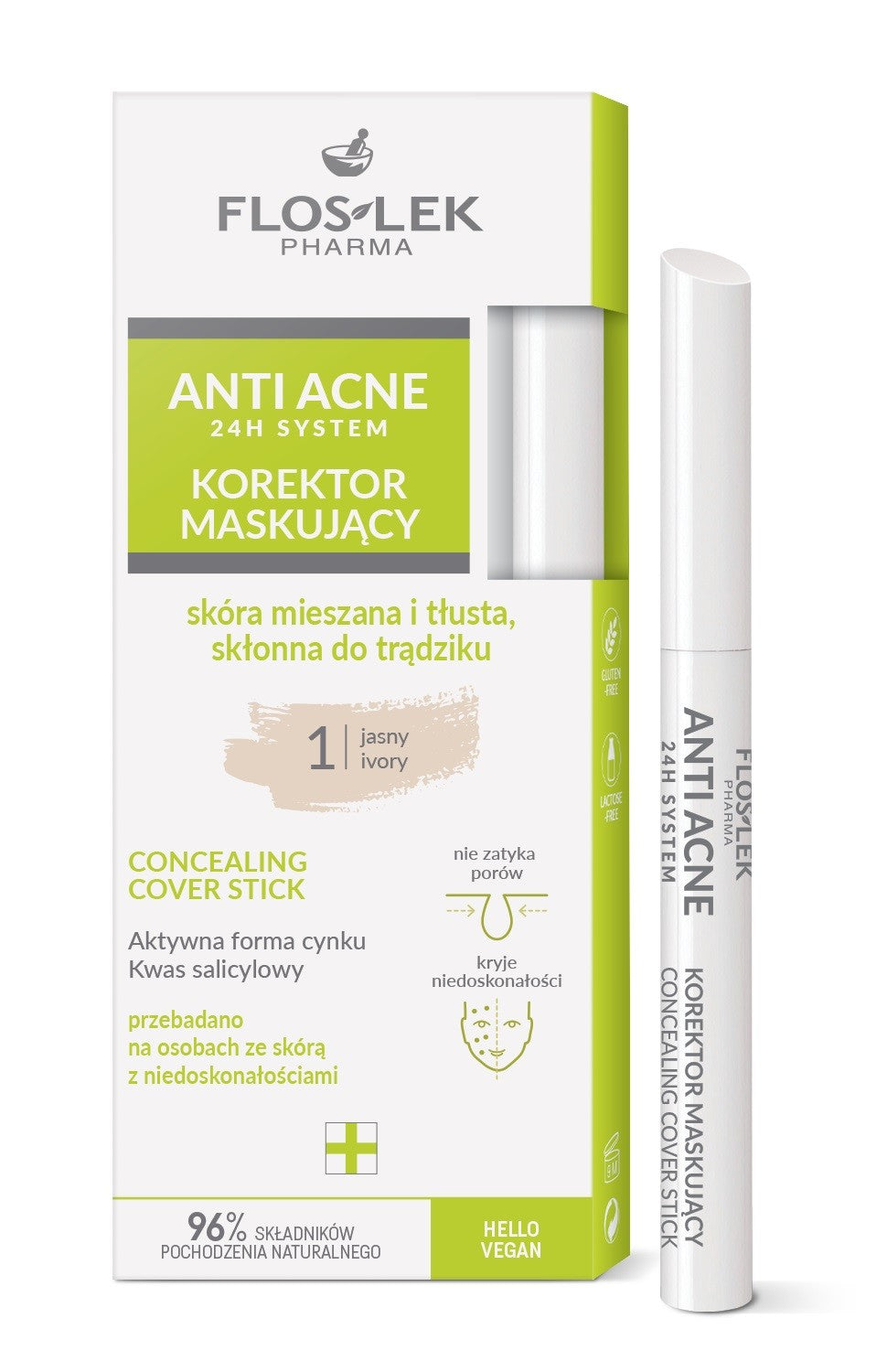 FLOSLEK Anti Acne 24 H System Concealer for mixed and oily skin prone to acne - light 1 | Vaistine1.lt | WestPharmacy.eu