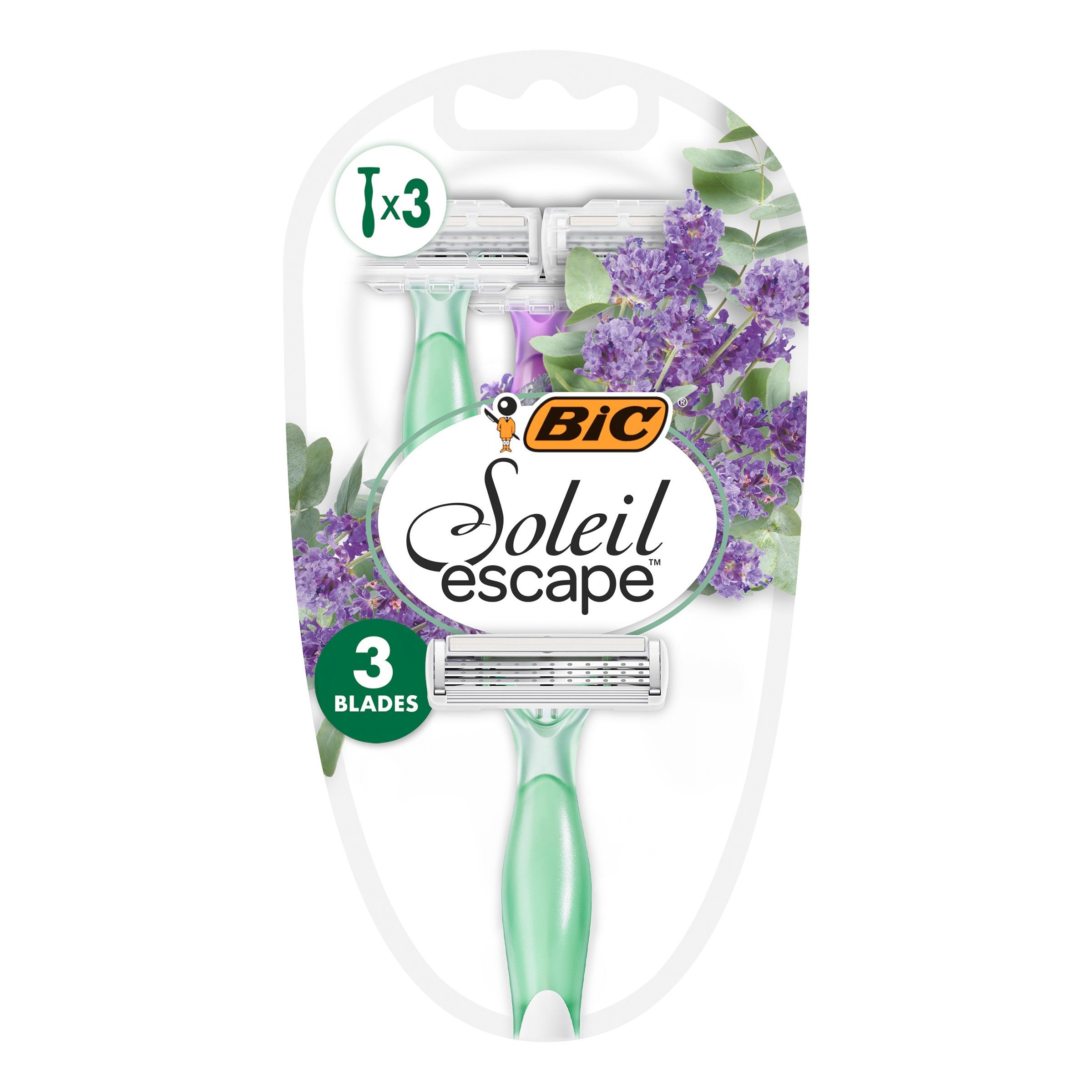 BIC Soleil Escape Women's Razors 3-blade - Lavender & Eucalyptus 1 pack - 3 pieces | Vaistine1.lt | WestPharmacy.eu