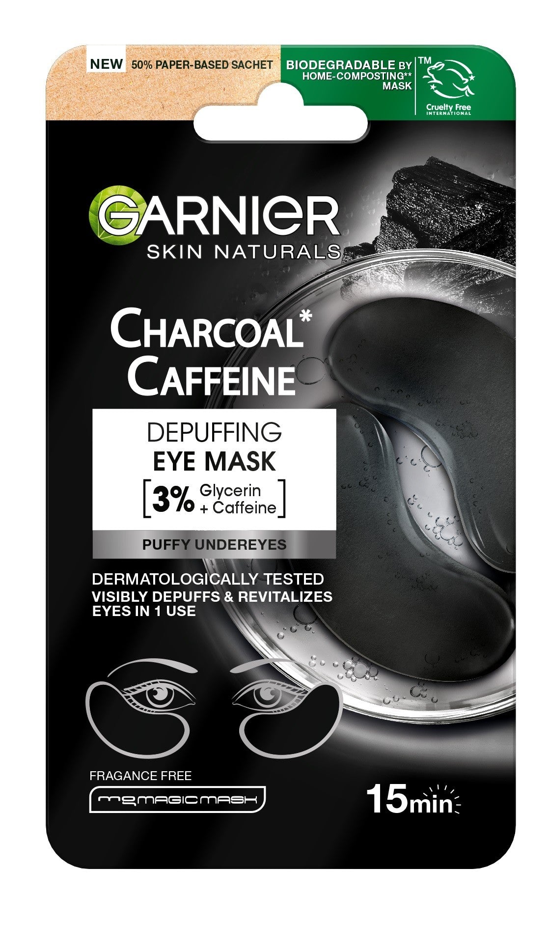 GARNIER Skin Naturals Eye patches with activated carbon and caffeine - against puffiness 5g | Vaistine1.lt | WestPharmacy.eu