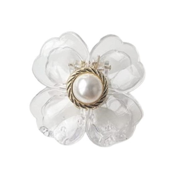 ECARLA Hairpin, XL buckle - transparent flower, gold pearl, 6.5 x 6.5 cm SP271 | Vaistine1.lt | WestPharmacy.eu