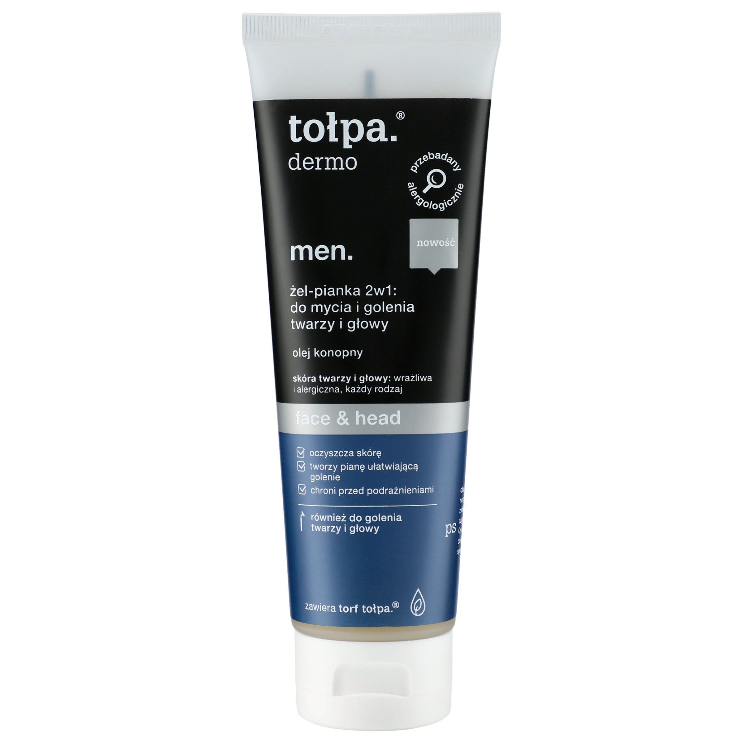 TOŁPA Dermo Men 2-in-1 Gel-Foam: for washing and shaving face and head Face & Head 100 ml | Vaistine1.lt | WestPharmacy.eu