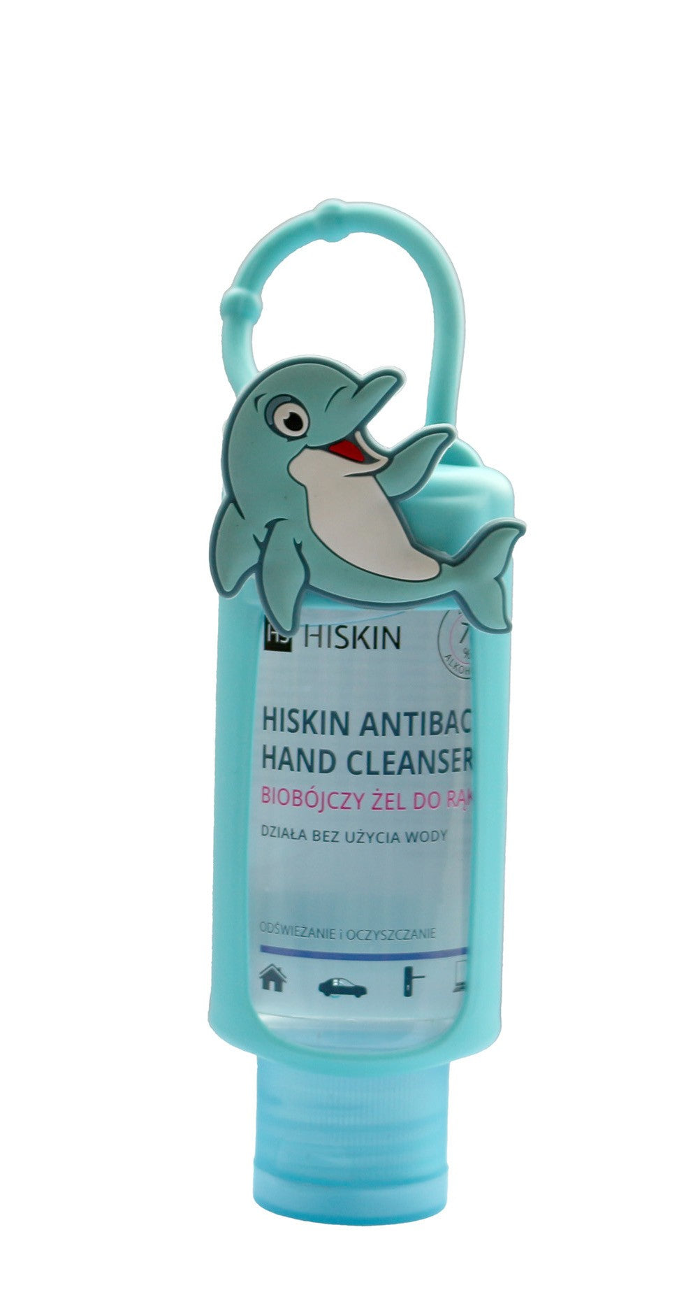 HISKIN Antibac Hand Cleanser+ Biocidal Hand Gel with the scent of forest fruits - delphin (75ml bottle + case) | Vaistine1.lt | WestPharmacy.eu