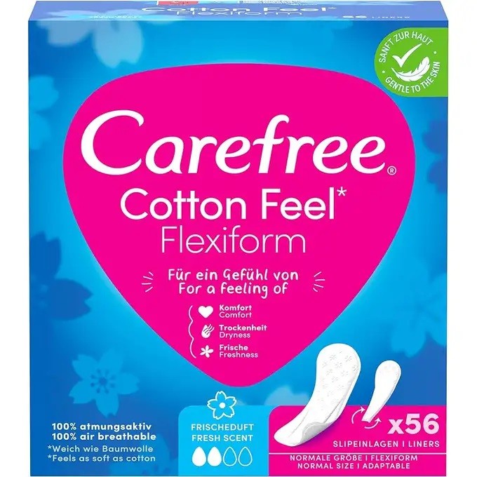 Carefree Cotton Flexiform Fresh Scent Sanitary Pads - fresh scent 1 pack - 56 pieces | Vaistine1.lt | WestPharmacy.eu