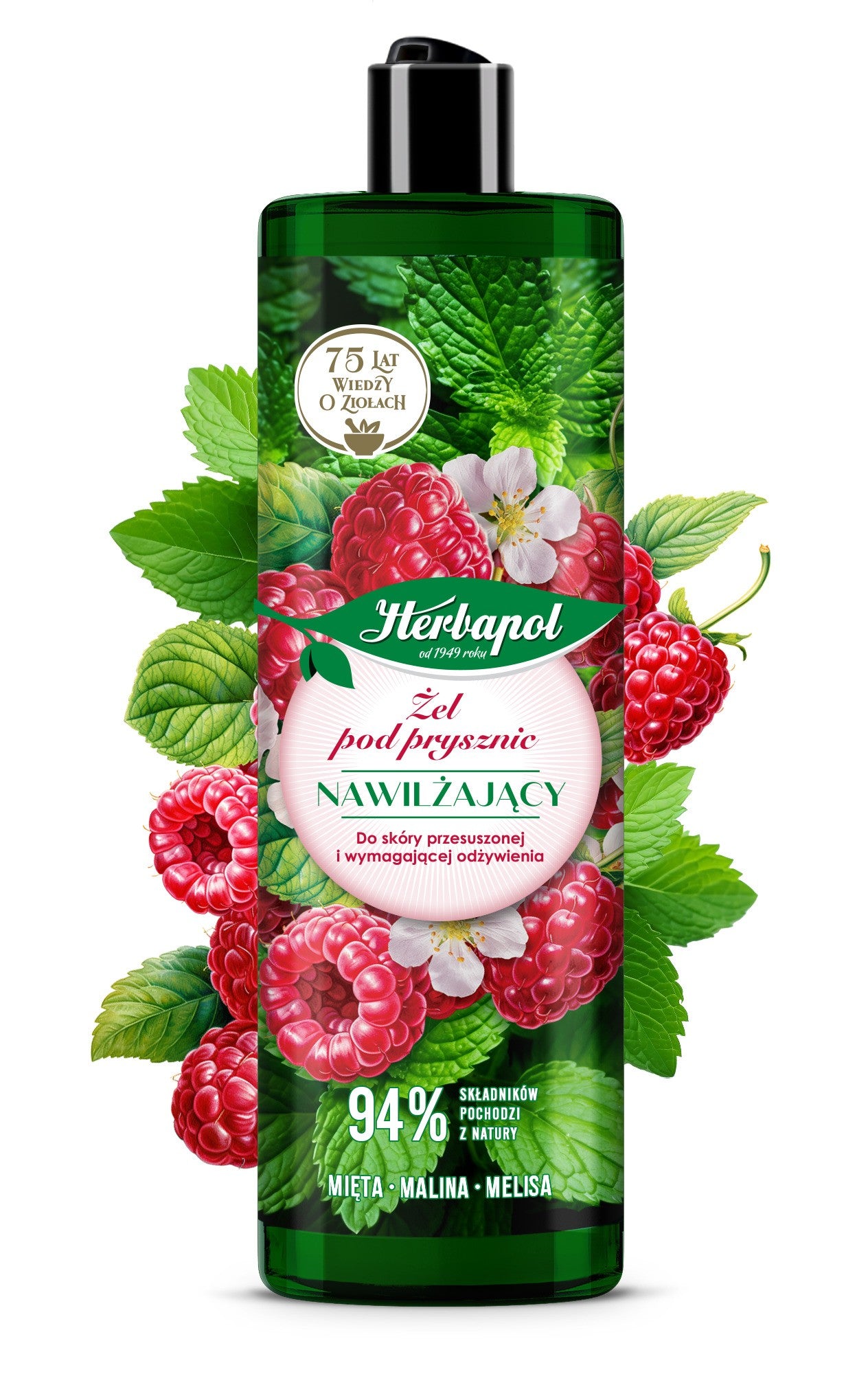 HERBAPOL Moisturizing Shower Gel Mint, Raspberry, Lemon Balm 400 ml | Vaistine1.lt | WestPharmacy.eu
