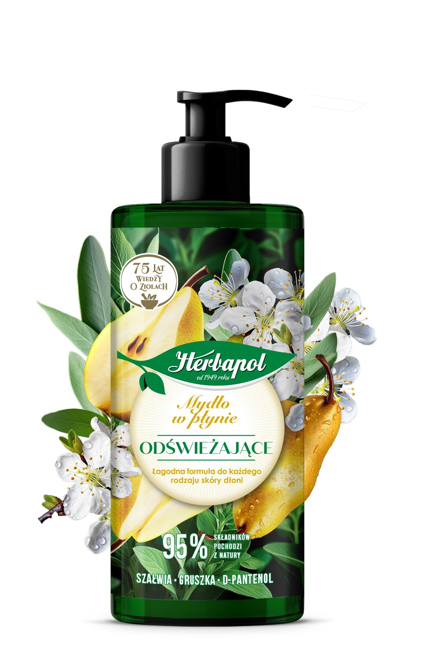 HERBAPOL Refreshing liquid soap Sage - Pear 390 ml | Vaistine1.lt | WestPharmacy.eu