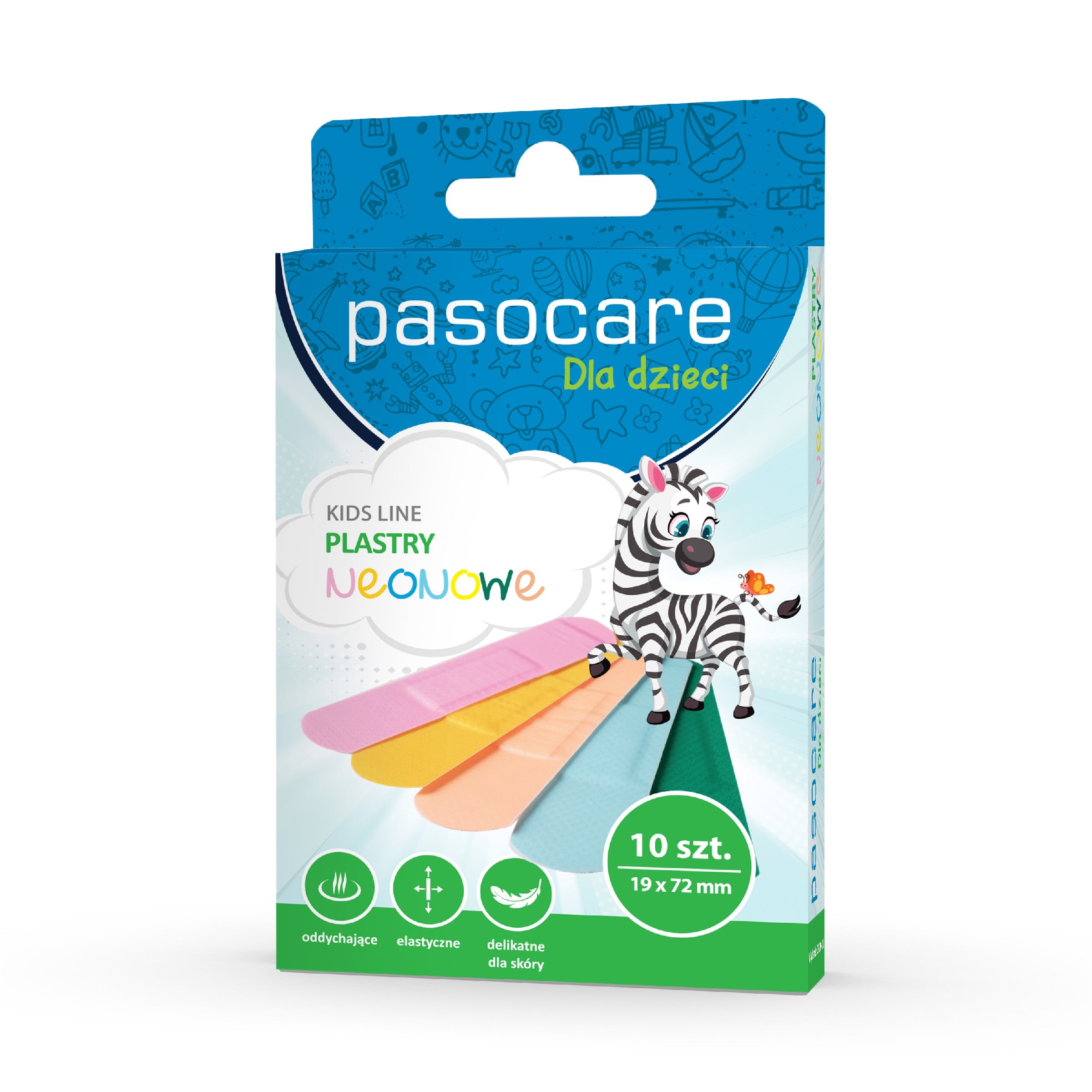 PASOCARE Kids Line Neon Patches for children 19 x 72 mm - set of 1 pack - 10 pcs. | Vaistine1.lt | WestPharmacy.eu